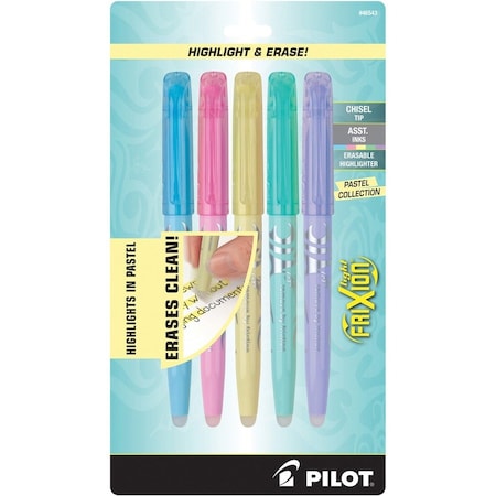Pilot Erasable Highlighters, Chisel Tip, 5/PK, Ast Pastel 5PK PIL46543